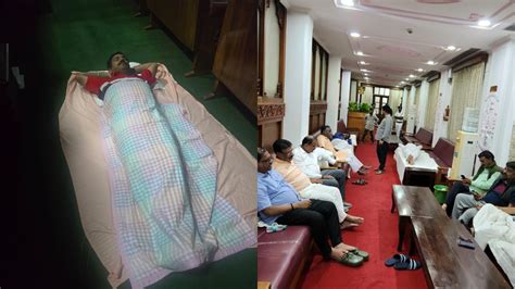 BJP MLAs Sleep Inside Karnataka Assembly Amid Night Long Sit In Protest