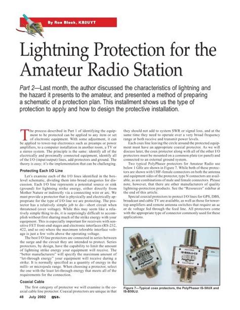 Lightning Protection For The Amateur Radio Station Part 2 Sgc