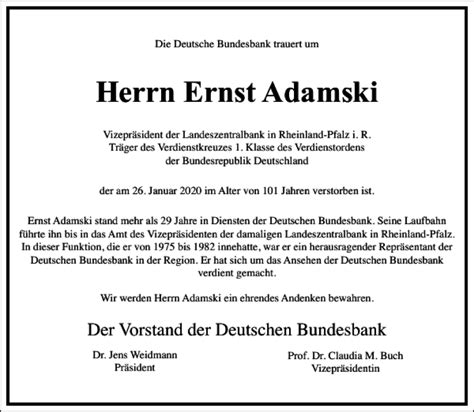 Traueranzeigen Von Ernst Adamski Frankfurter Allgemeine Lebenswege