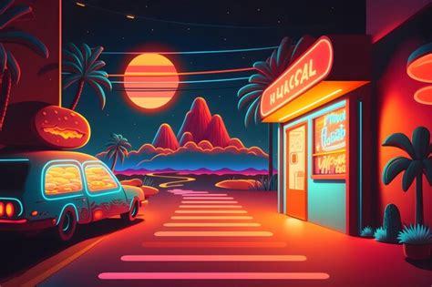 Premium Photo Neon Shop Neon Background Concept