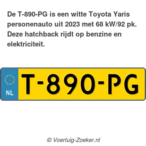 Kenteken T 890 PG Toyota Yaris Auto T890PG Voertuig Zoeker Nl