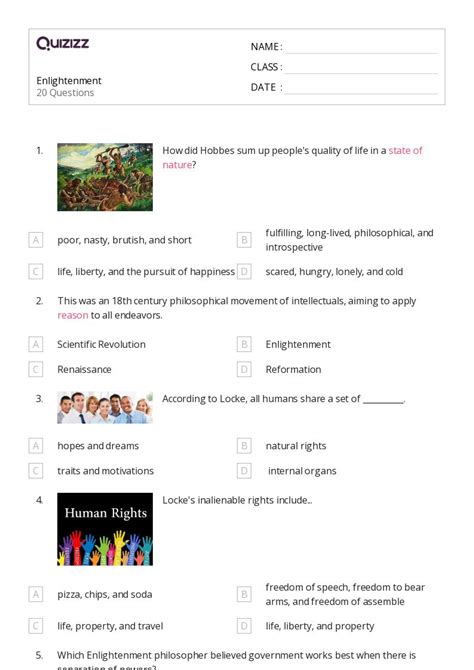 The Enlightenment Worksheets On Quizizz Free Printable