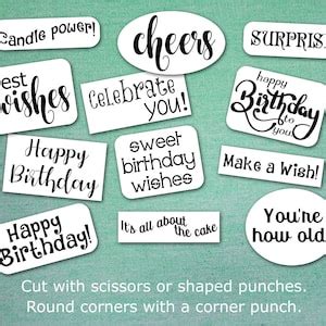 Birthday Sentiments Word Art Printable Print Cut Digital