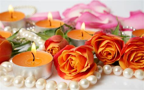 Graphy Still Life Candle Pearl Rose Hd Wallpaper Peakpx