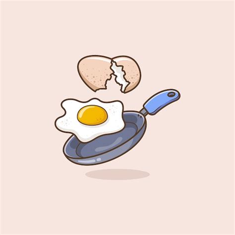 Premium Vector | Cute cartoon scrambled eggs food illustration