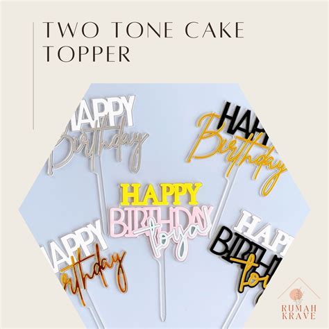 Jual RUMAH KRAVE Two Tone Cake Topper Happy Birthday Akrilik Hiasan