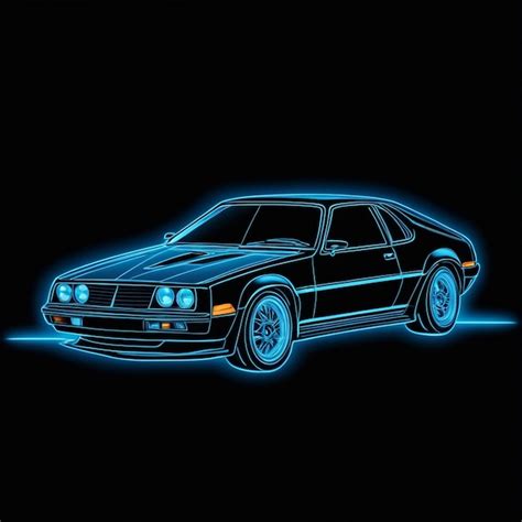 Premium Photo Vintage Car On A Blue Outline Neon Effect