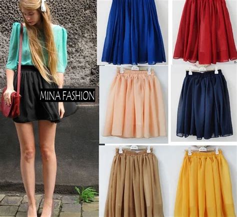 New Designer Solid Chiffon Skirts For Women Girls High Quality