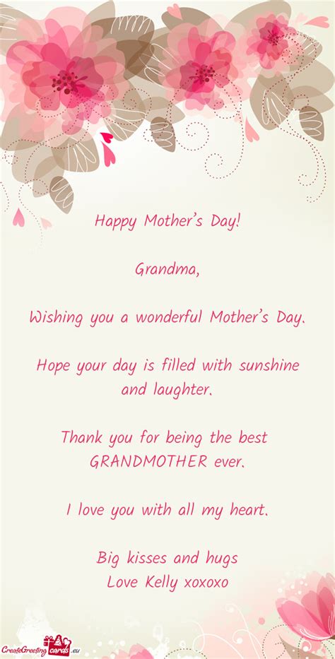 Wishing You A Wonderful Mothers Day Free Cards