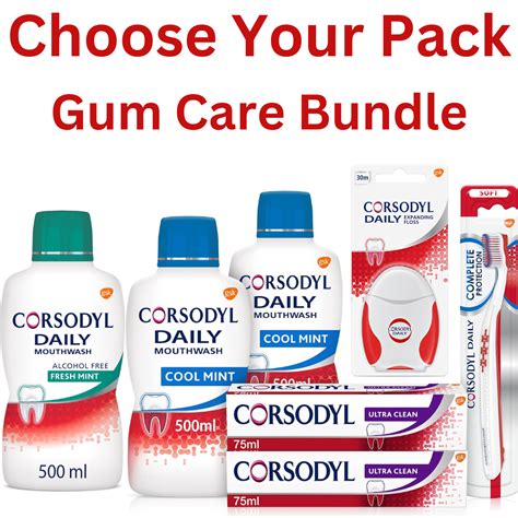 Corsodyl Daily Gum Care Bundle Mouthwash Alcohol Free Cool Mint Fresh