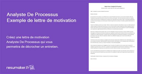 Analyste De Processus Exemples de lettres de motivation modèle et 20