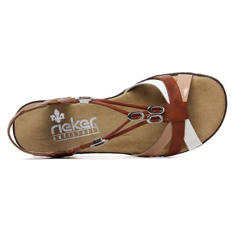 Rieker V3657 81 Blanco Cognac sandales marron muli printemps été chez