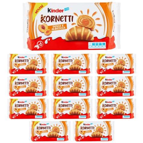 KINDER Kornetti Pesca E Albicocca 12 Confezioni Di 6 Cornetti Da 42