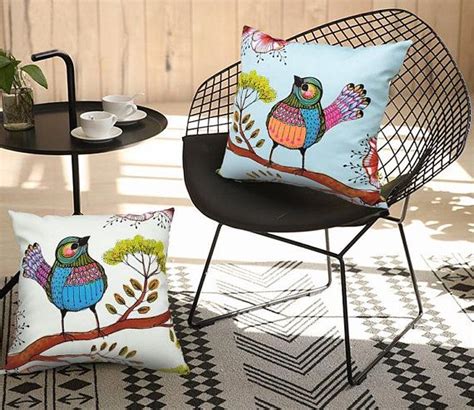 Decorative Throw Pillow Birds Design Coloring Birds Pillow Cover Velvet