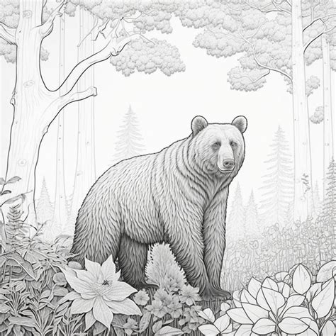 Realistic Forest Bear Coloring Pages Set of 20 - Etsy