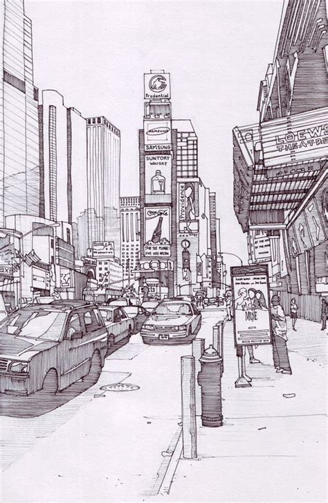 Times Square 2 New York By Edgeman13 On Deviantart City Drawing