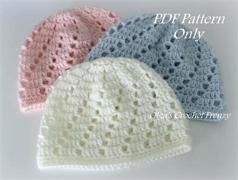 Baby Beanie Hat Crochet Pattern Beginner Skill Level Size