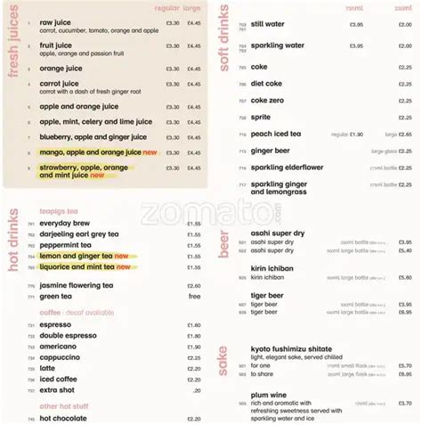 Wagamama Bullring Menu