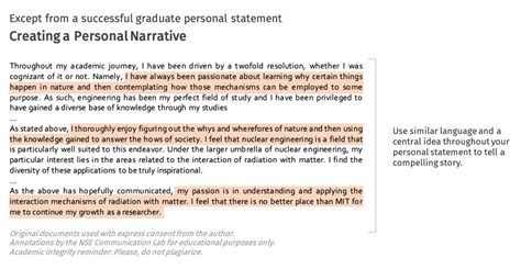 Graduate School Personal Statement Nse Communication Lab