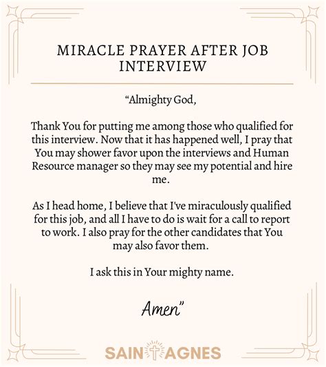 Prayers For Job Interview Success Before And After Saint Agnes