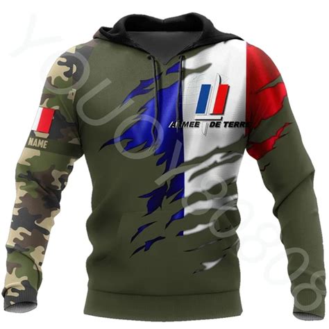 Sweat Capuche Personnalis De L Arm E Fran Aise Pour Hommes Sweat