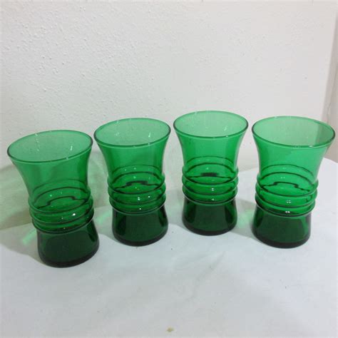 Forest Green Tumblers Vintage 8 Ounce Anchor Hocking Set Of 4 Etsy Anchor Hocking Forest