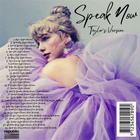 Taylor Swift Speak Now Taylors Version Album Tracklist Fan Made In