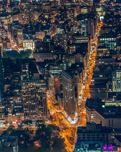 New York Flatiron Building Night Cityscape Photo, Aerial Fine Art ...