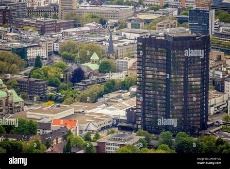 Aerial view, city hall and Essen cathedral, city centre, Essen, Ruhr ...