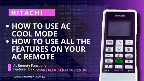 Hitachi Ac Remote Functions How To Use Ac Cool Mode Youtube