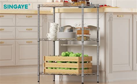 Amazon SINGAYE 3 Tier Adjustable Storage Shelf Metal Storage Rack