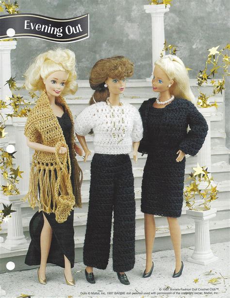 Evening Out Crochet Fashion Doll Patternannies Fashion Doll Crochet Club Etsy