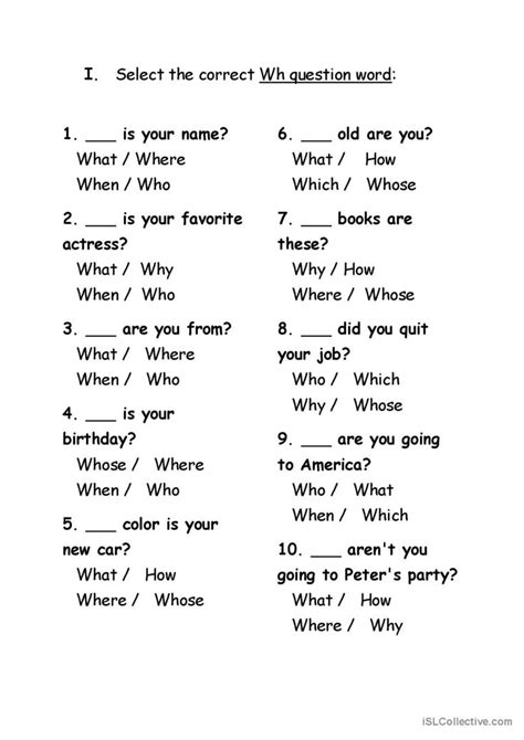 Exercises Wh Question Words English Esl Worksheets Pdf And Doc English