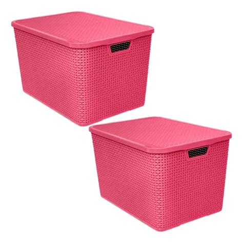 Caja Decorativa De Arqplast Kit Caixas Rattan Tampa Litros