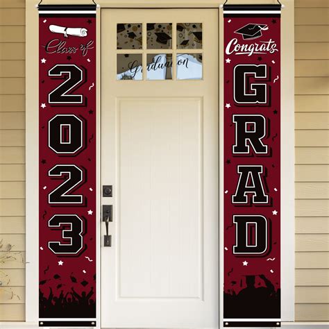 Buy 2023 Graduation Party Decorations Porch Sign Banner Maroon Large