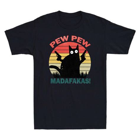 Cheap Pewpewpew Madafakas Cat Crazy Pew Vintage Funny Adult Tee T Shirt