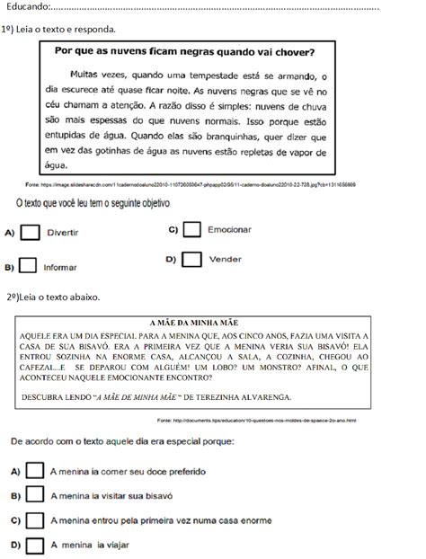 Prova De Português 7 Ano Interpretação De Texto Com Gabarito
