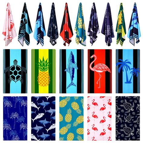 10 Pack Oversized Beach Towel Set Extra Large Pool Towels Microfiber