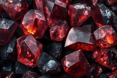 Red Gemstones Close Up Premium Ai Generated Image