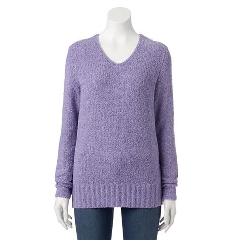 Womens Croft And Barrow® Boucle V Neck Sweater