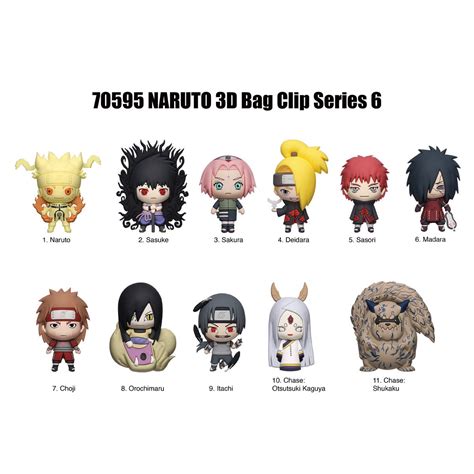 Naruto Series 6 3D Foam Bag Clip Random 6 Pack