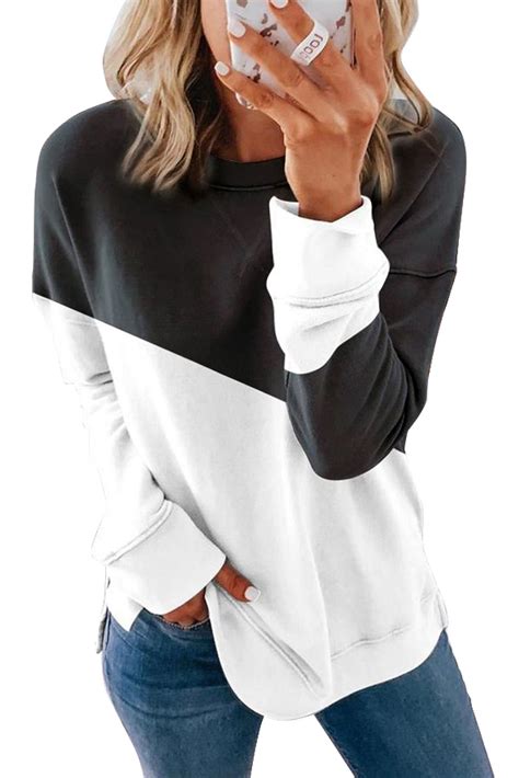 1425 Black Patchwork Dropped Shoulder Sleeve Sweatshirt