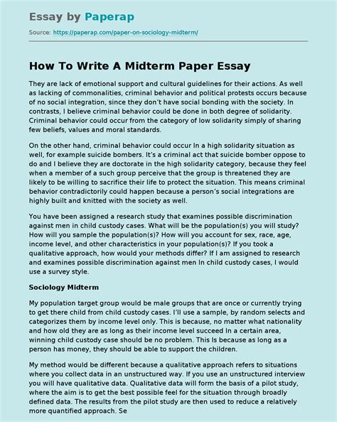 How To Write A Midterm Paper Free Essay Example