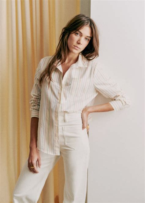 Tomboy Shirt Ecru Camel Stripes Organic Cotton S Zane