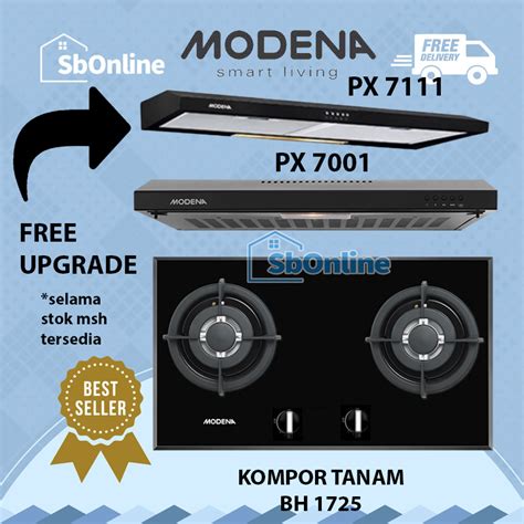 Jual MODENA Paket Kompor Tanam 2 Tungku 70 Cm Dan Cooker Hood 70 Cm