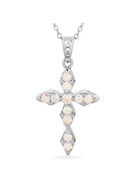 Forever New Sterling Silver Cubic Zirconia Marquise Cross Pendant