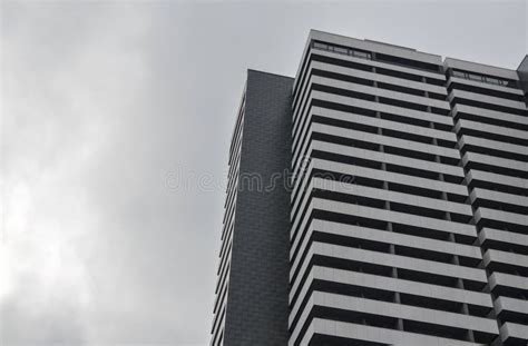 View of High-rise Office Building Wall with Sky and Clouds ...