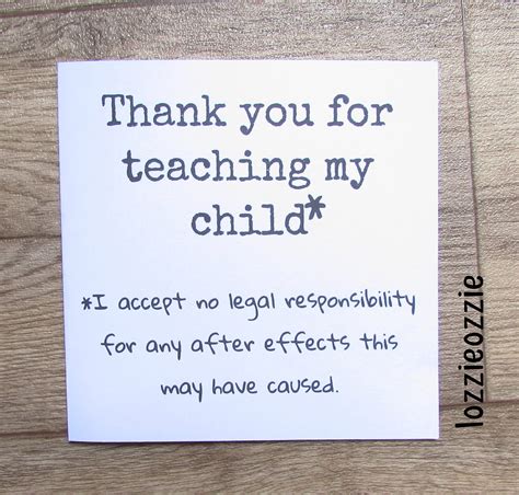 Funny Teacher card. Thank you for teaching my child.No legal | Etsy