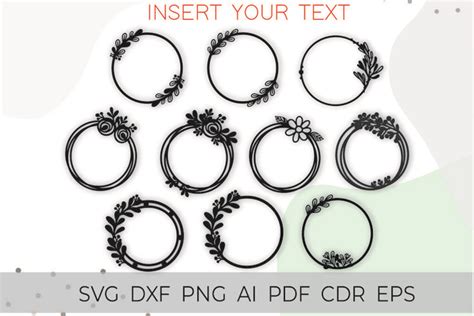 Circle Frame Svg Bundle Svg Leaf Frames Svg Monogram Svg