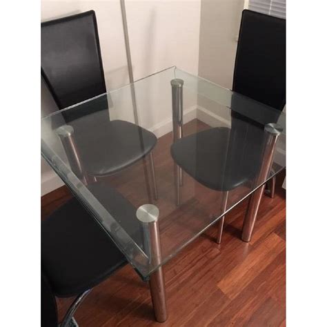 Raymour Flanigan Glass Chrome Dining Table W Chairs Aptdeco